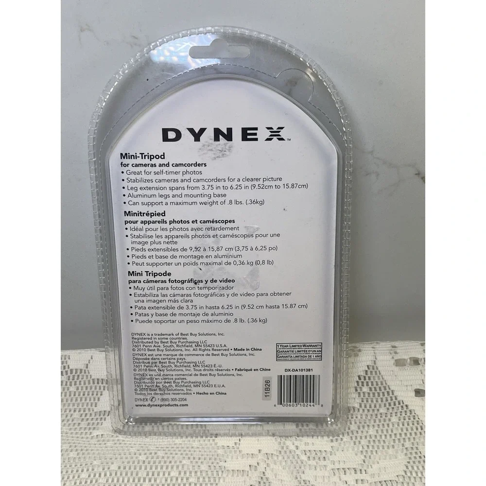 NEW Dynex DX-DA101381 Mini Camera Tripod Aluminum Adjustable Sealed